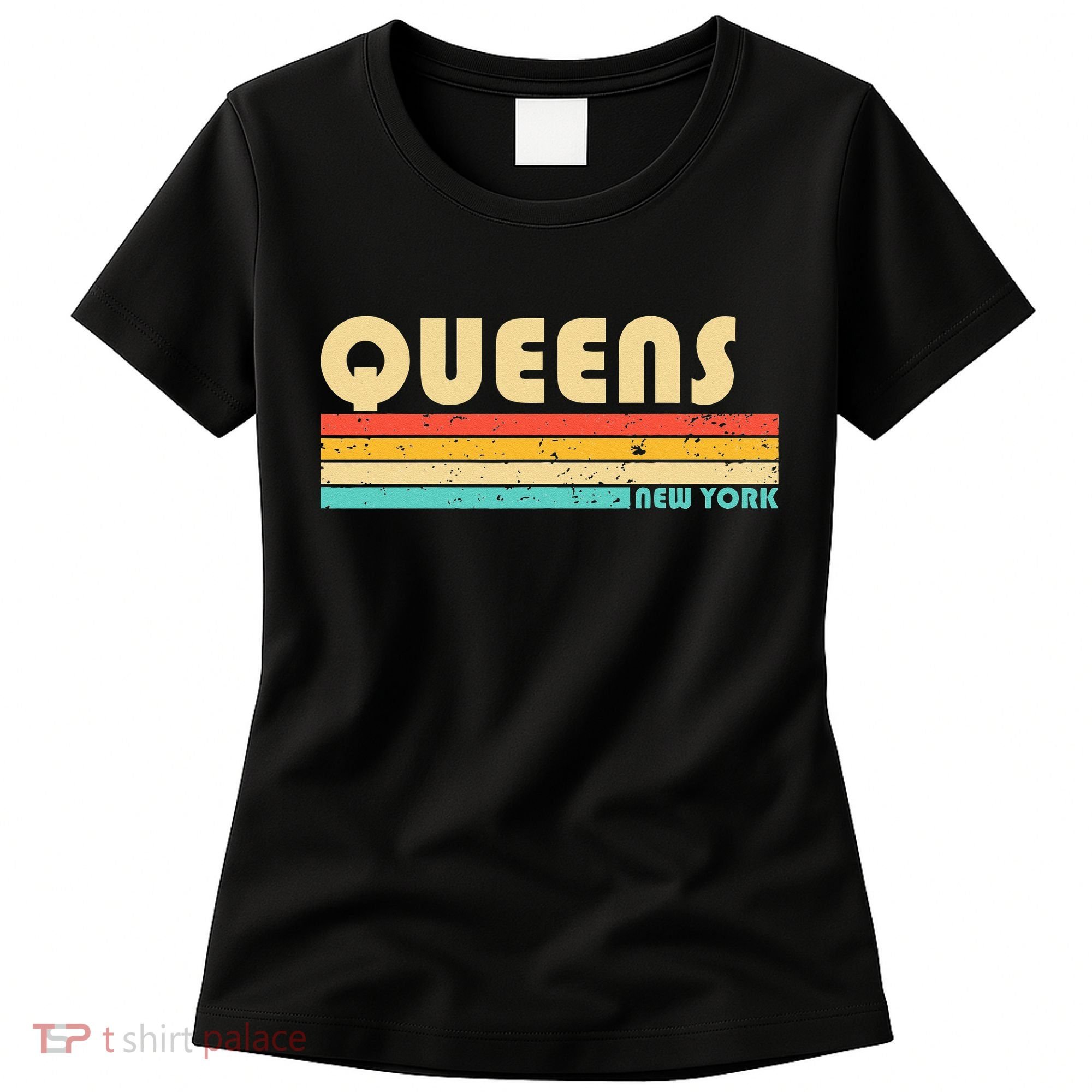 QUEENS NY NEW YORK Funny City Home Roots Retro 70s 80s Women's T-Shirt