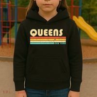 QUEENS NY NEW YORK Funny City Home Roots Retro 70s 80s Kids Hoodie thumb 3