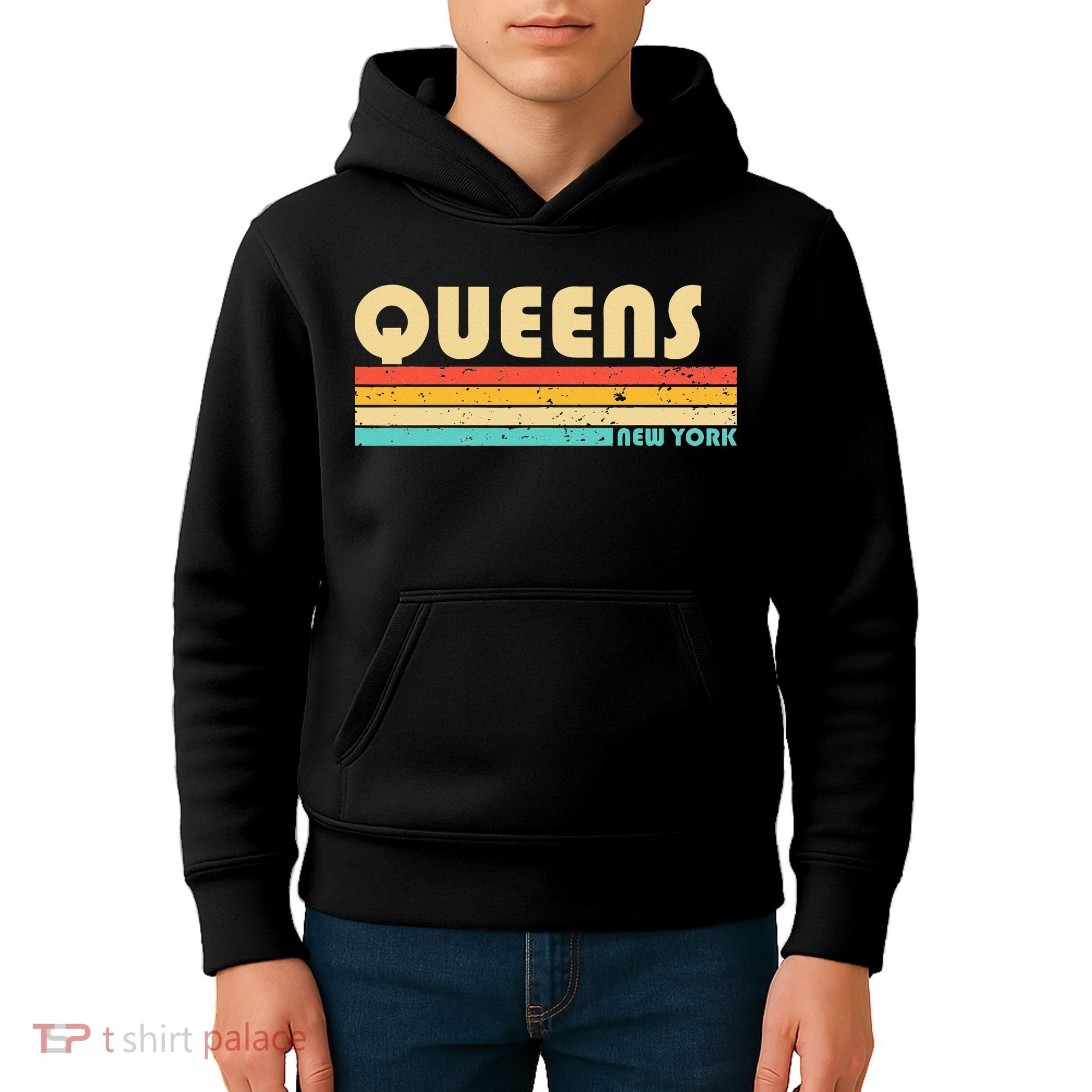 QUEENS NY NEW YORK Funny City Home Roots Retro 70s 80s Kids Hoodie