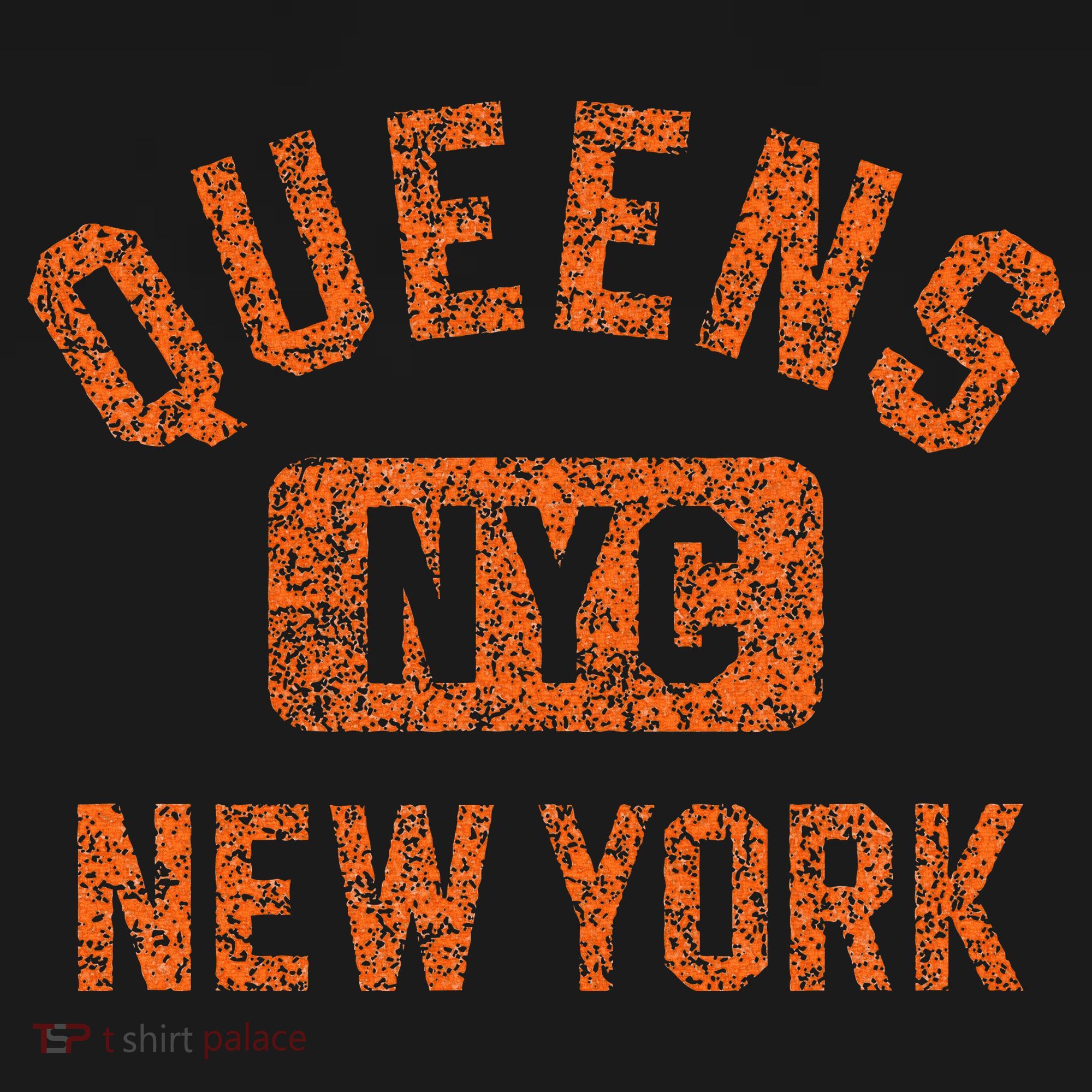 Queens Nyc New York Gym Style Distressed Orange Print Women's Hoodie