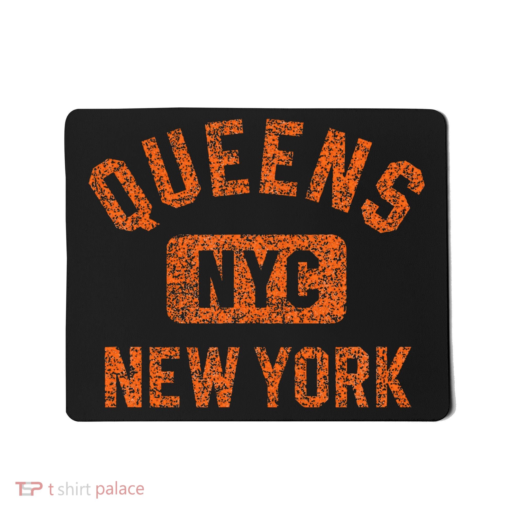 Queens Nyc New York Gym Style Distressed Orange Print Mousepad