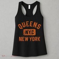 Queens Nyc New York Gym Style Distressed Orange Print Women's Tank Top thumb 3