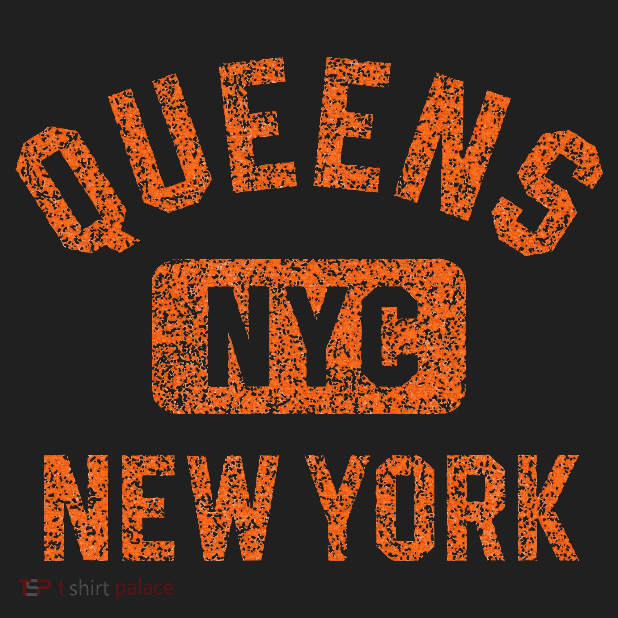 Queens Nyc New York Gym Style Distressed Orange Print Hat