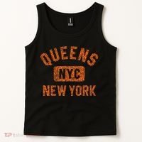 Queens Nyc New York Gym Style Distressed Orange Print Tank Top thumb 2