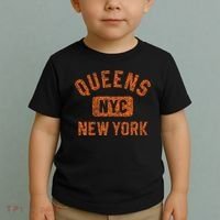 Queens Nyc New York Gym Style Distressed Orange Print Toddler T-Shirt thumb 2