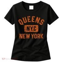 Queens Nyc New York Gym Style Distressed Orange Print Women's T-Shirt thumb 0