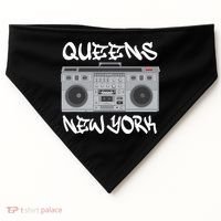 Queens New York Boom Box Graffiti Lettering USA-Made Doggie Bandana thumb 0