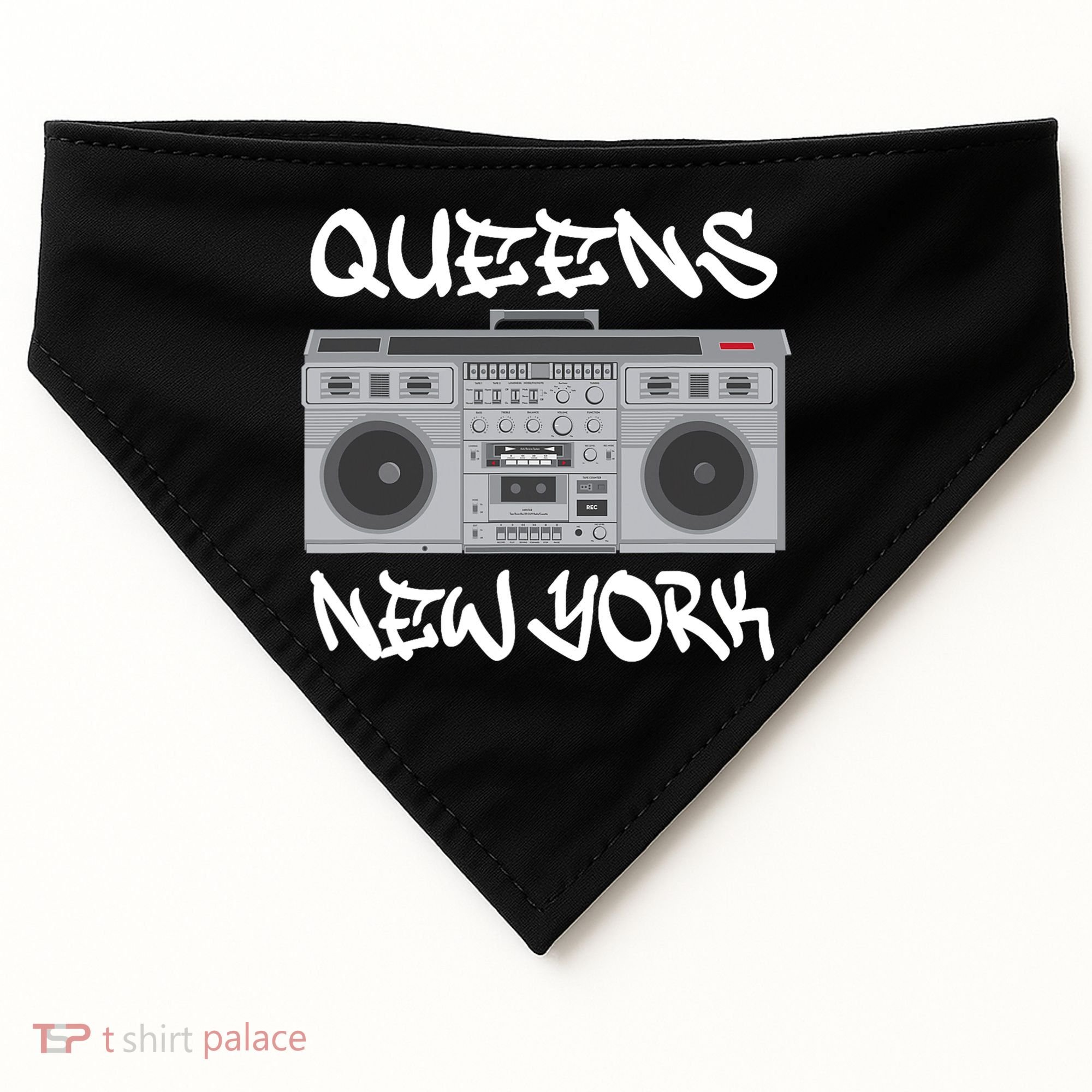 Queens New York Boom Box Graffiti Lettering USA-Made Doggie Bandana