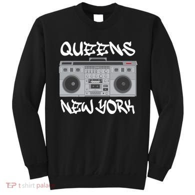 Queens New York Boom Box Graffiti Lettering Sweatshirt