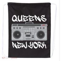 Queens New York Boom Box Graffiti Lettering Drawstring Bag thumb 0