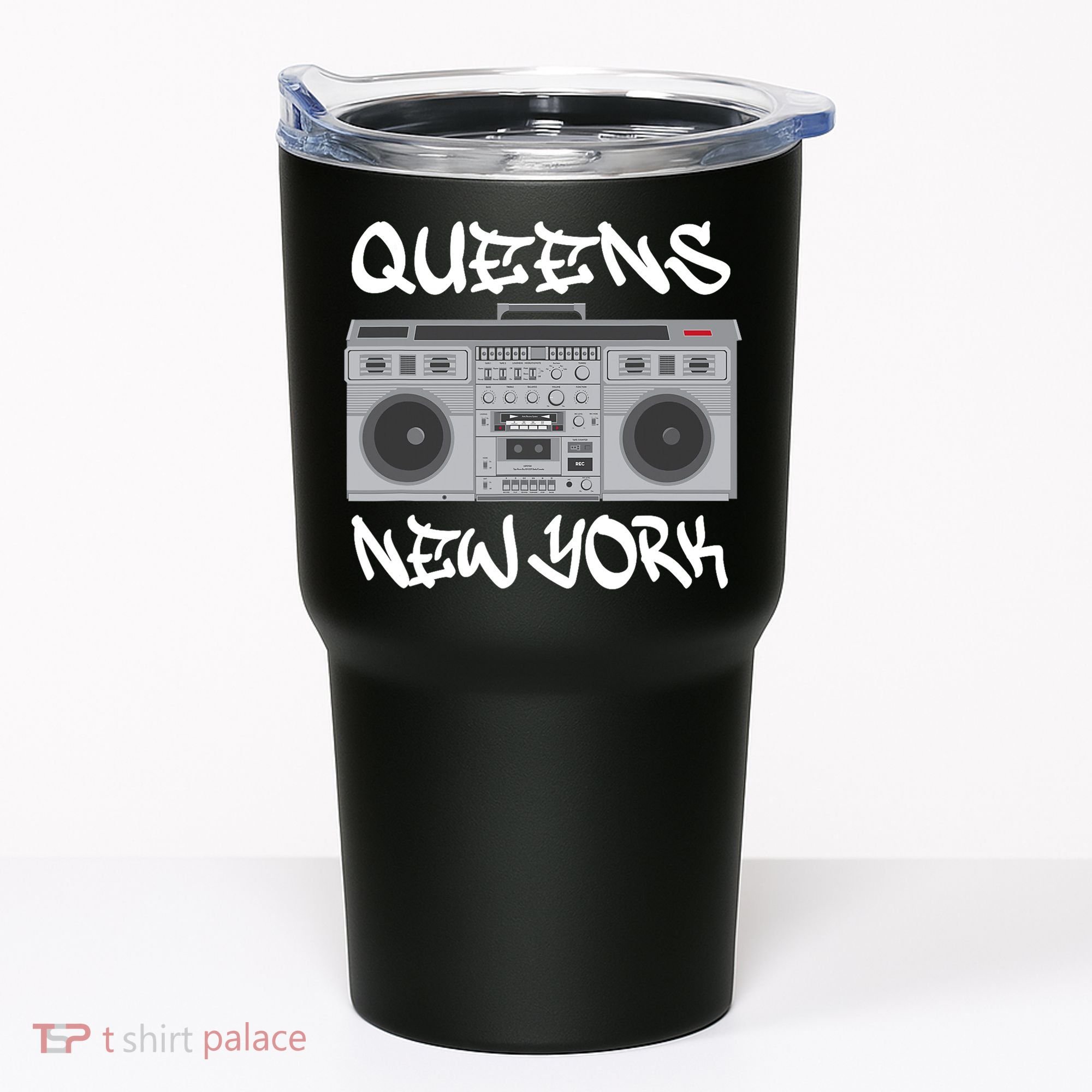 Queens New York Boom Box Graffiti Lettering Tumbler