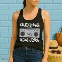 Queens New York Boom Box Graffiti Lettering Women's Tank Top thumb 2
