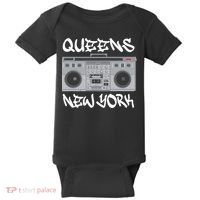 Queens New York Boom Box Graffiti Lettering Baby Bodysuit thumb 0