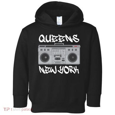 Queens New York Boom Box Graffiti Lettering Toddler Hoodie