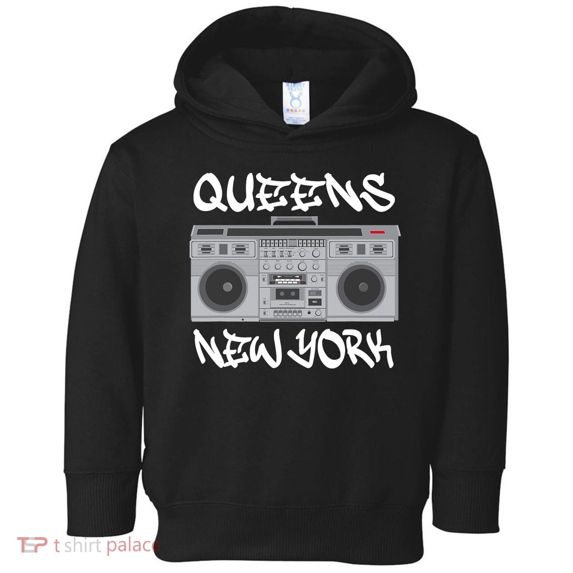 Queens New York Boom Box Graffiti Lettering Toddler Hoodie