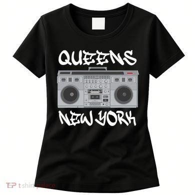Queens New York Boom Box Graffiti Lettering Women's T-Shirt