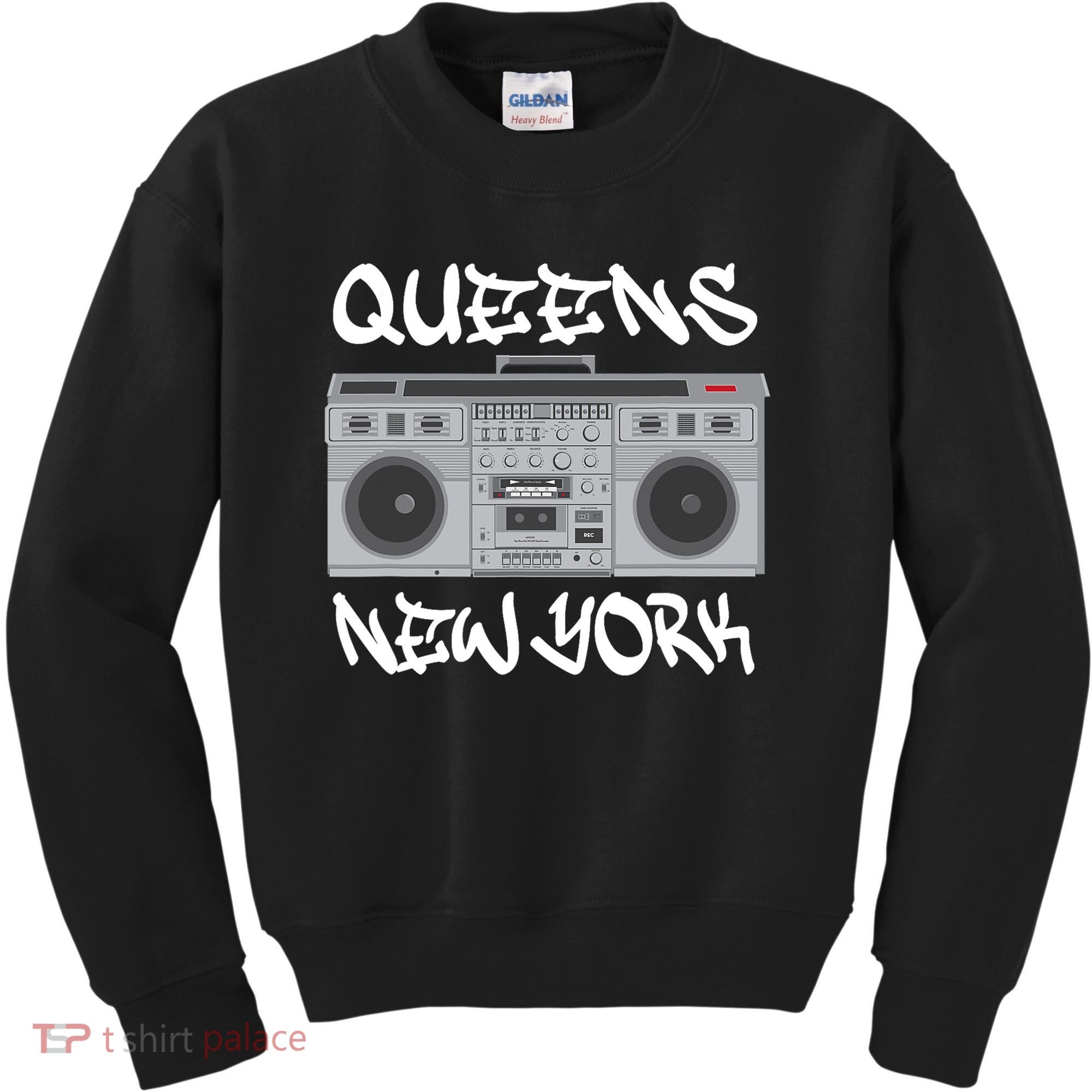 Queens New York Boom Box Graffiti Lettering Kids Sweatshirt