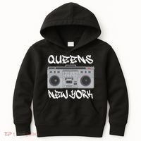 Queens New York Boom Box Graffiti Lettering Kids Hoodie thumb 0