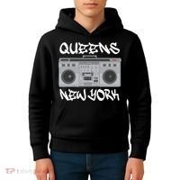 Queens New York Boom Box Graffiti Lettering Kids Hoodie thumb 4