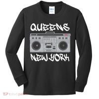 Queens New York Boom Box Graffiti Lettering Kids Long Sleeve Shirt thumb 0