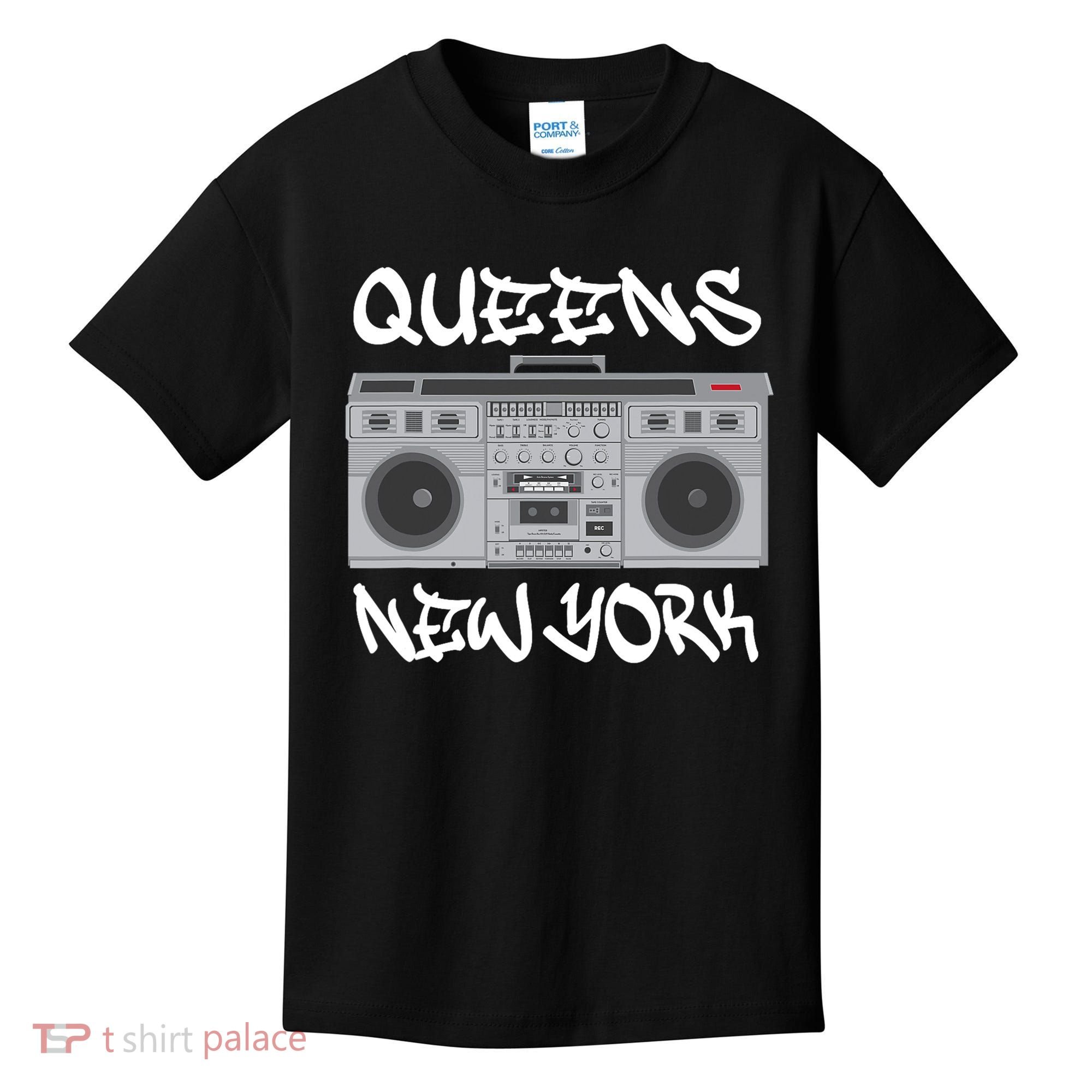 Queens New York Boom Box Graffiti Lettering Kids T-Shirt