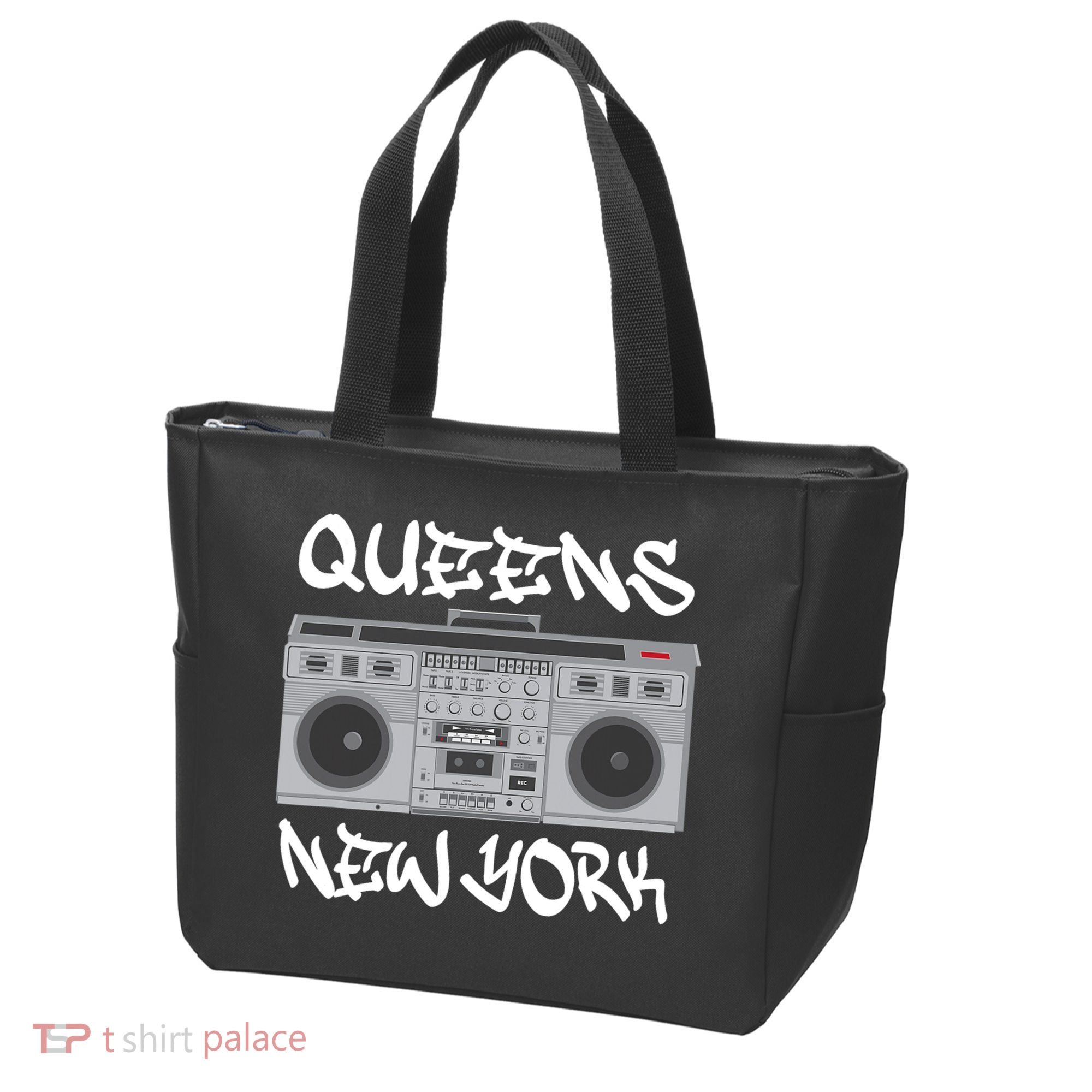 Queens New York Boom Box Graffiti Lettering Tote Bag
