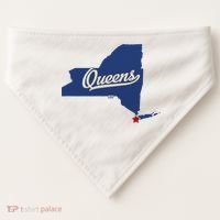 Queens New York Ny Map USA-Made Doggie Bandana thumb 0
