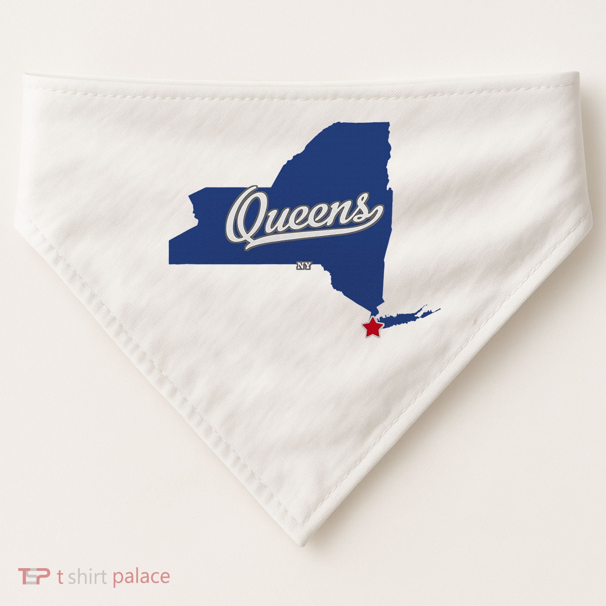 Queens New York Ny Map USA-Made Doggie Bandana