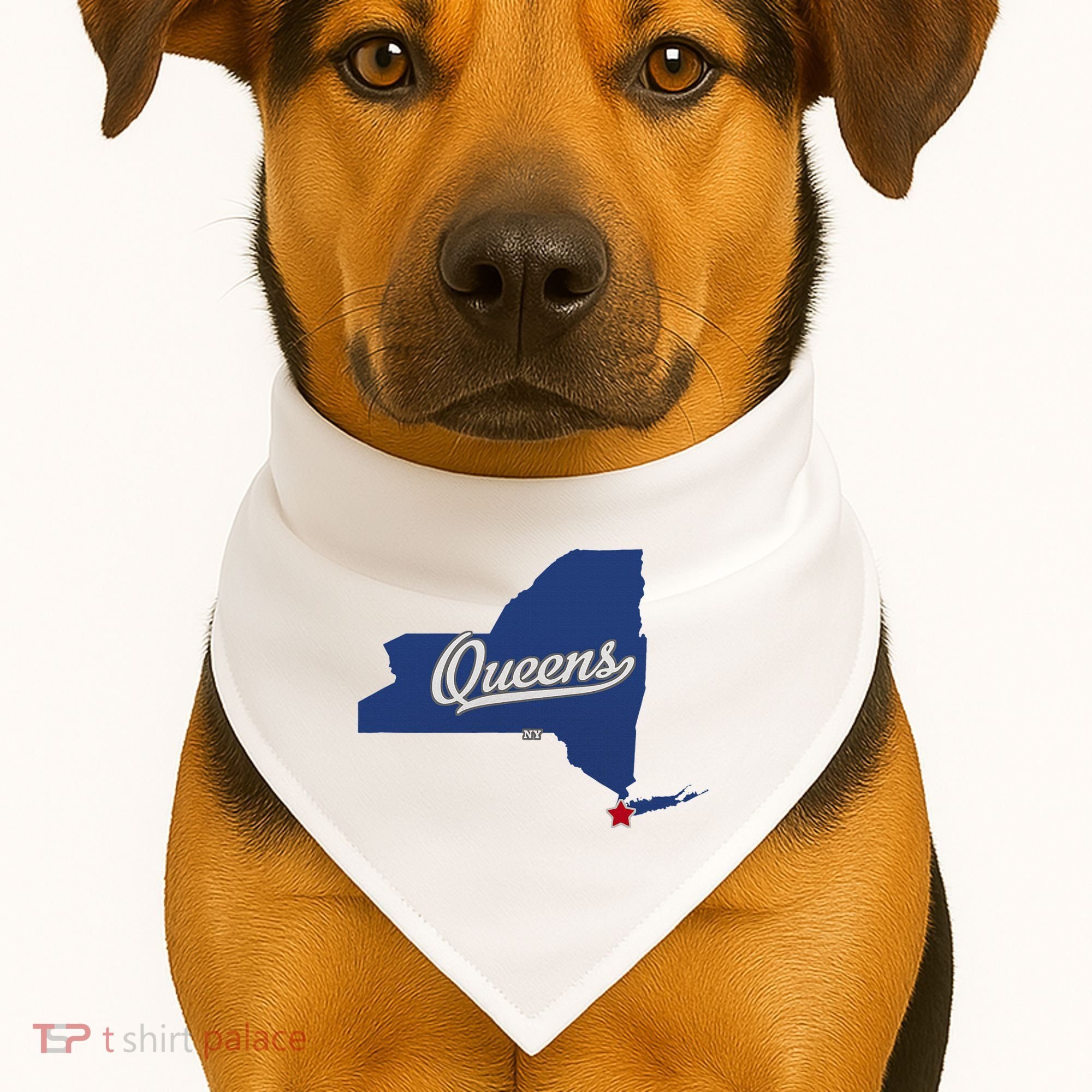 Queens New York Ny Map USA-Made Doggie Bandana