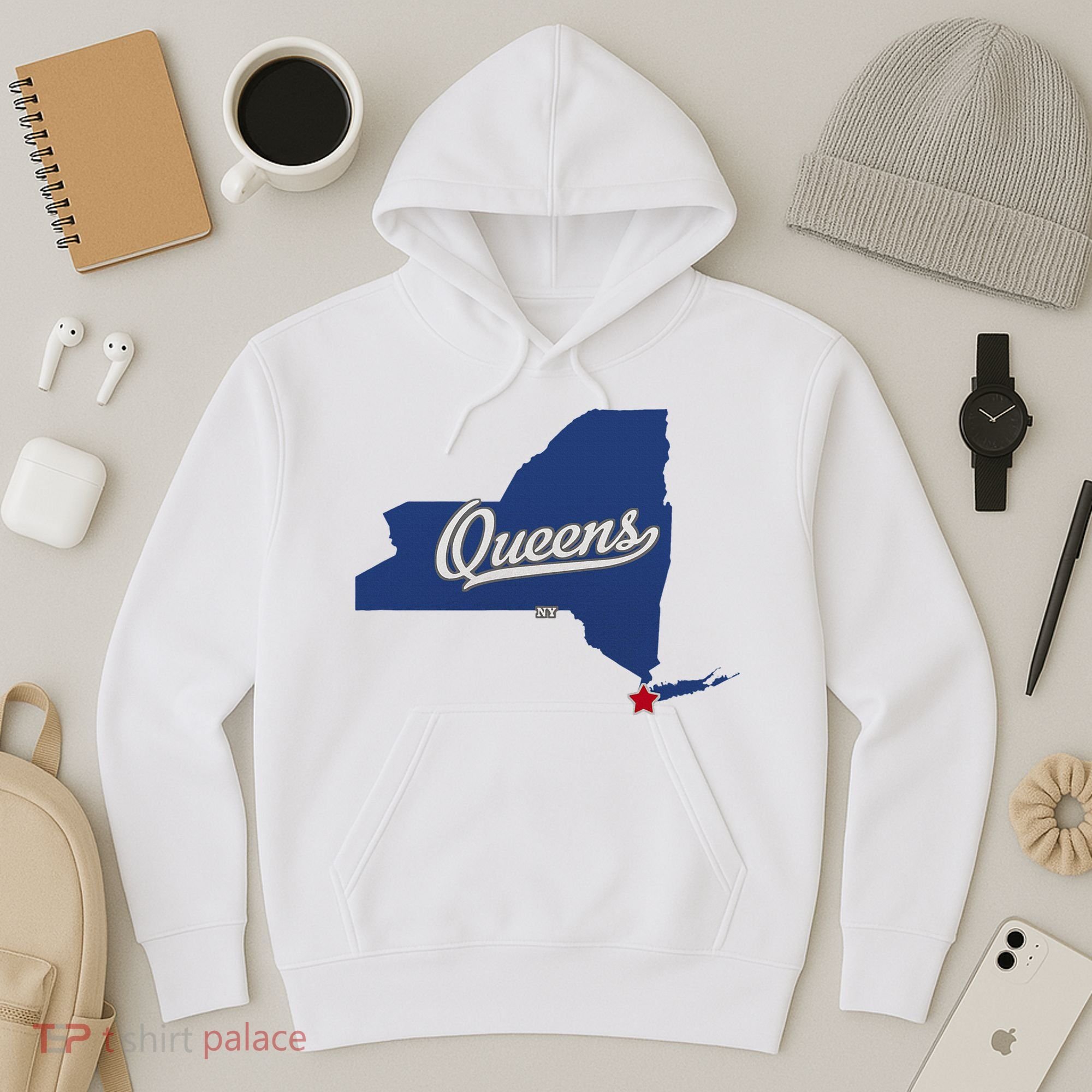 Queens New York Ny Map Hoodie