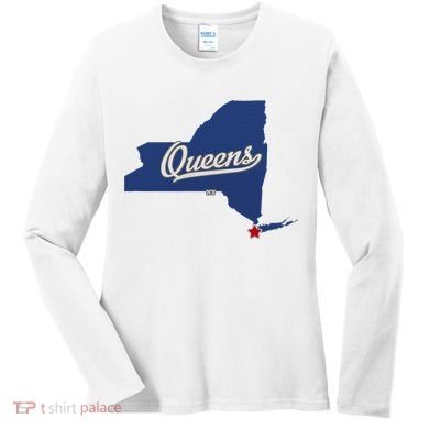 Queens New York Ny Map Women's Long Sleeve Shirt