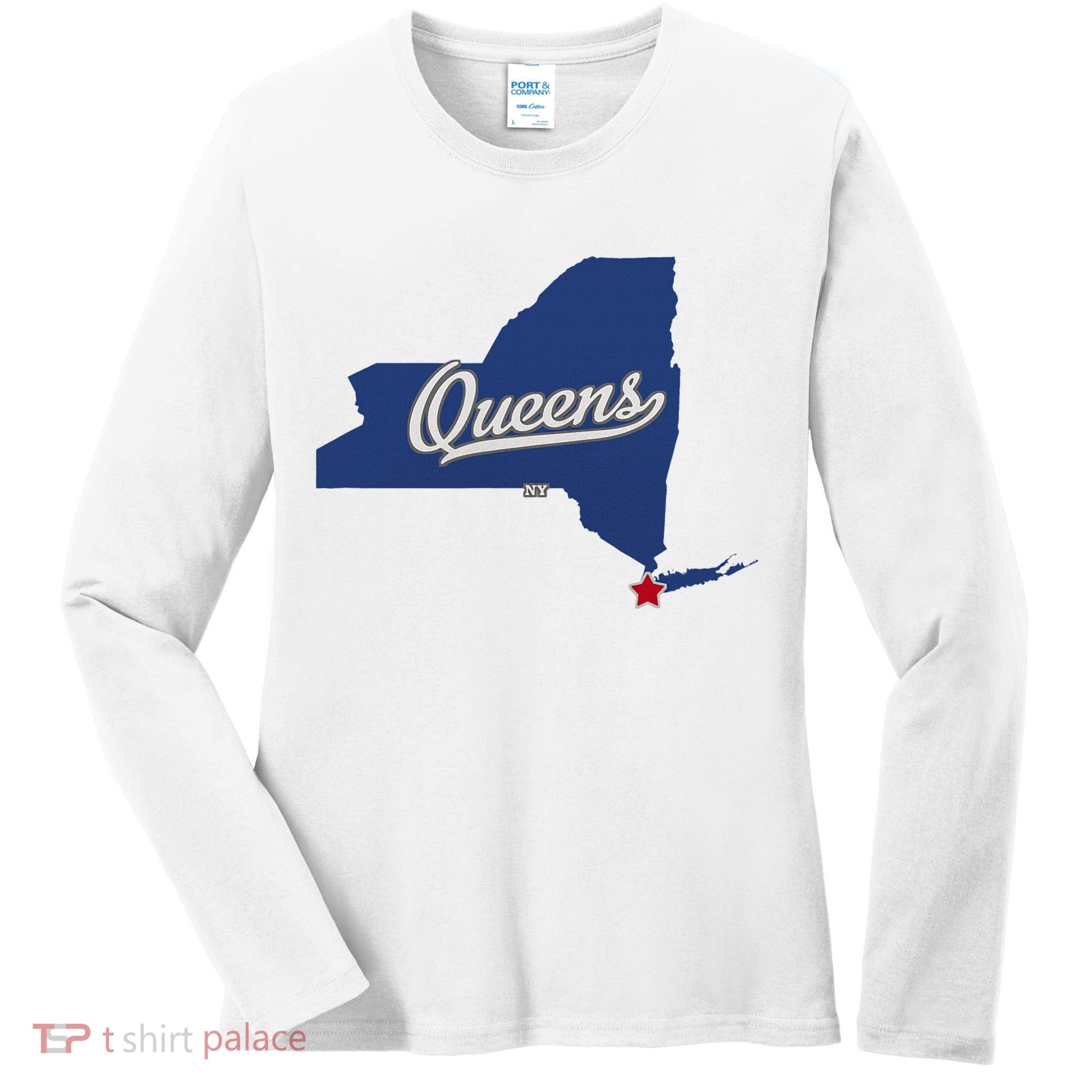 Queens New York Ny Map Women's Long Sleeve Shirt