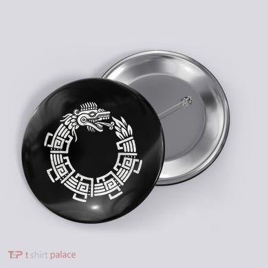 Quetzalcoatl Ouroboros Aztec Serpent Mayan Inca Toltec Button