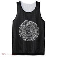 Quetzalcoatl Ouroboros Aztec Serpent Aztec Sun Stone Mesh Reversible Basketball Jersey Tank thumb 0