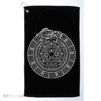 Quetzalcoatl Ouroboros Aztec Serpent Aztec Sun Stone Golf Towel thumb 0