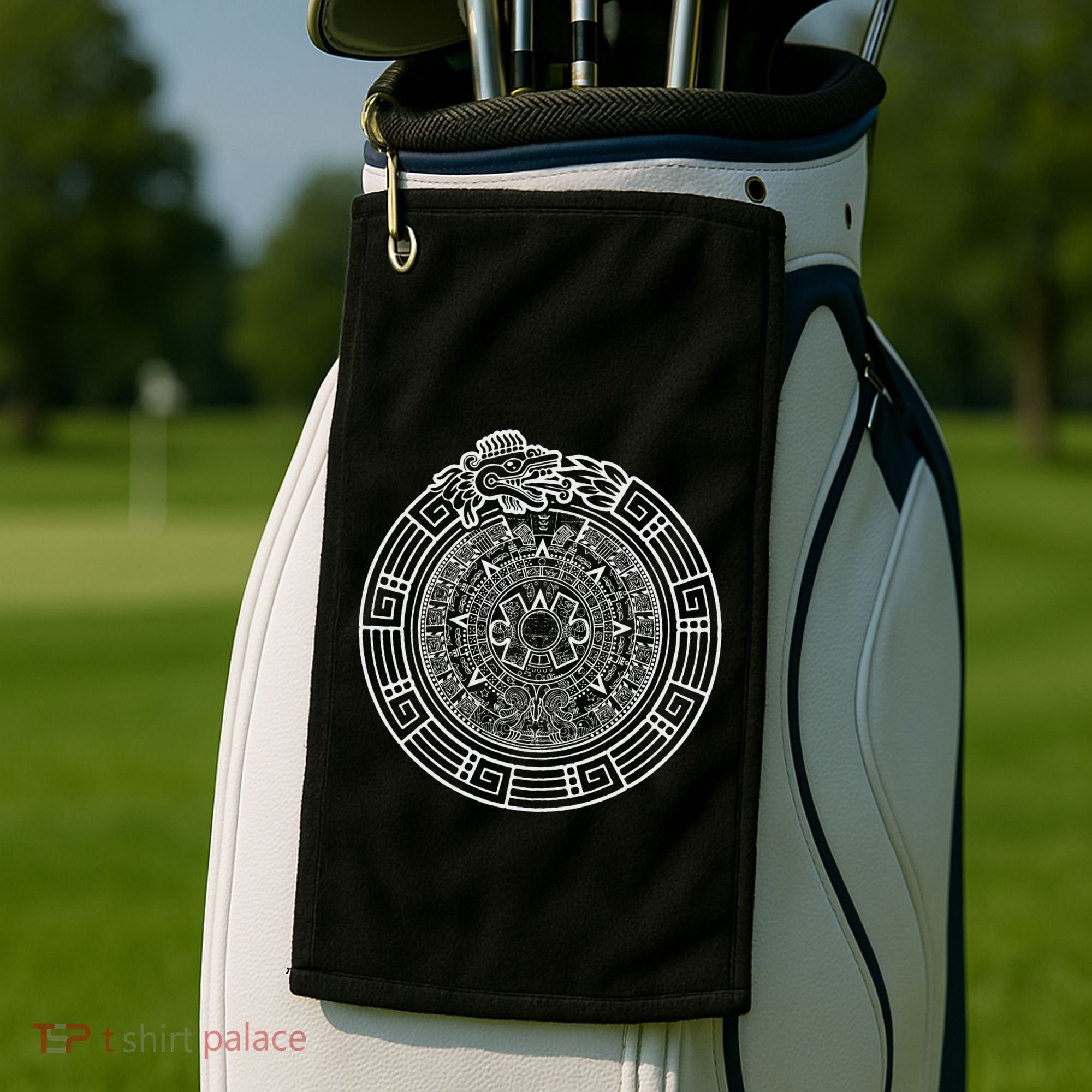 Quetzalcoatl Ouroboros Aztec Serpent Aztec Sun Stone Golf Towel