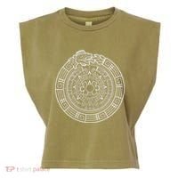 Quetzalcoatl Ouroboros Aztec Serpent Aztec Sun Stone Garment-Dyed Women's Muscle Tee thumb 0