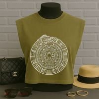 Quetzalcoatl Ouroboros Aztec Serpent Aztec Sun Stone Garment-Dyed Women's Muscle Tee thumb 3