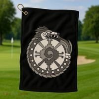 Quetzalcoatl Ouroboros Aztec Ancient Mayan Inca Toltec Golf Towel thumb 1