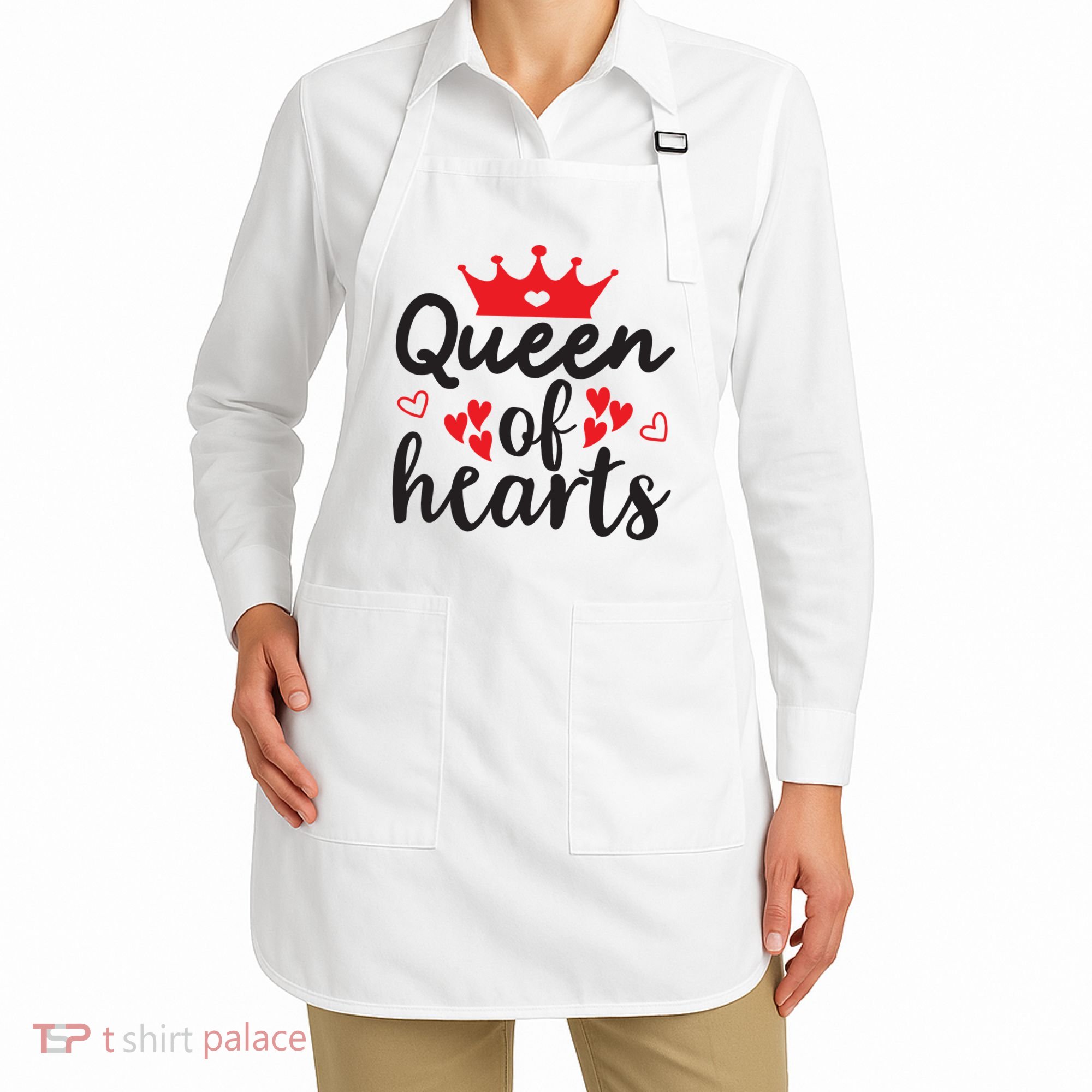 Queen Of Hearts, Wedding, Romantic, Valentine White Apron