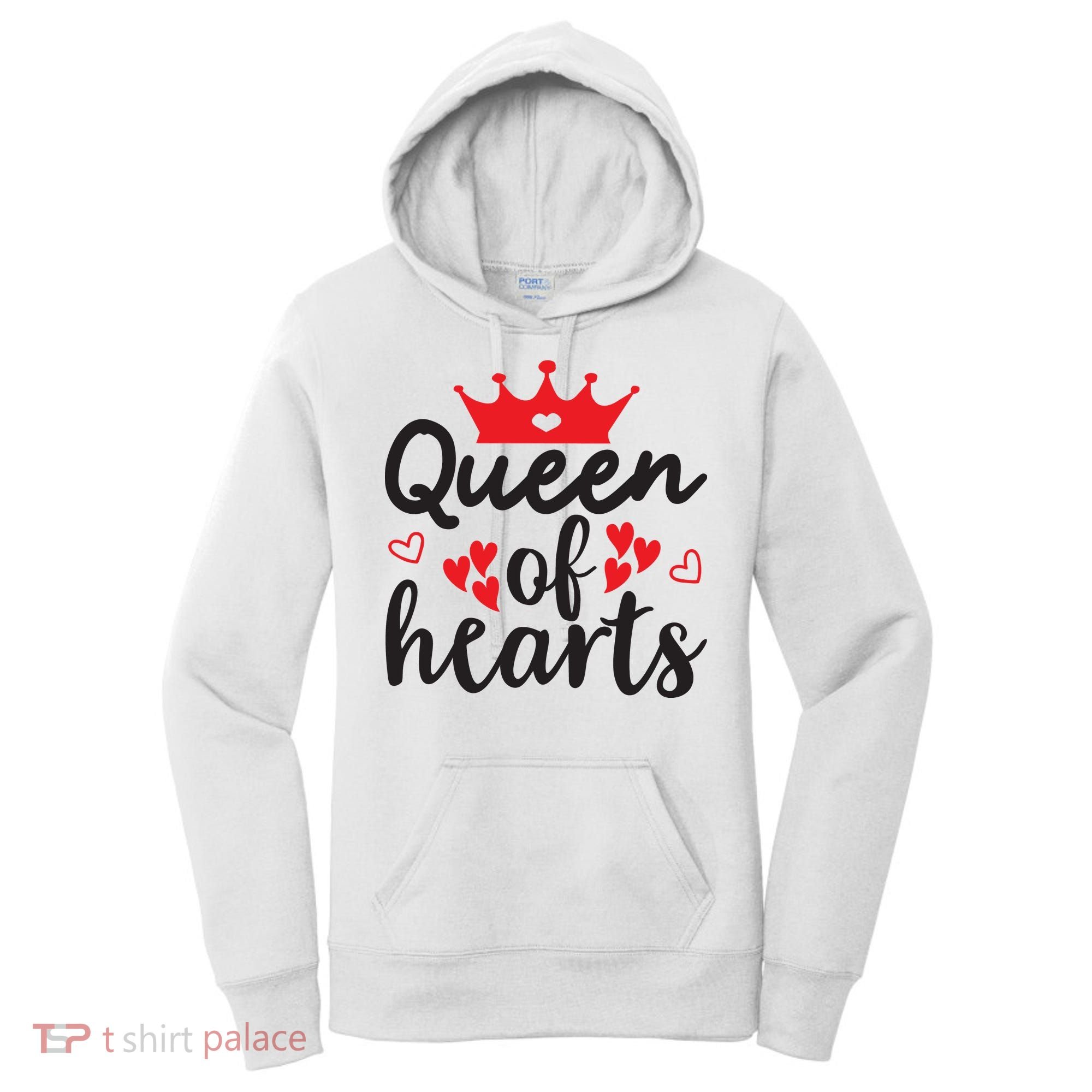 Queen Of Hearts, Wedding, Romantic, Valentine White Women's Hoodie