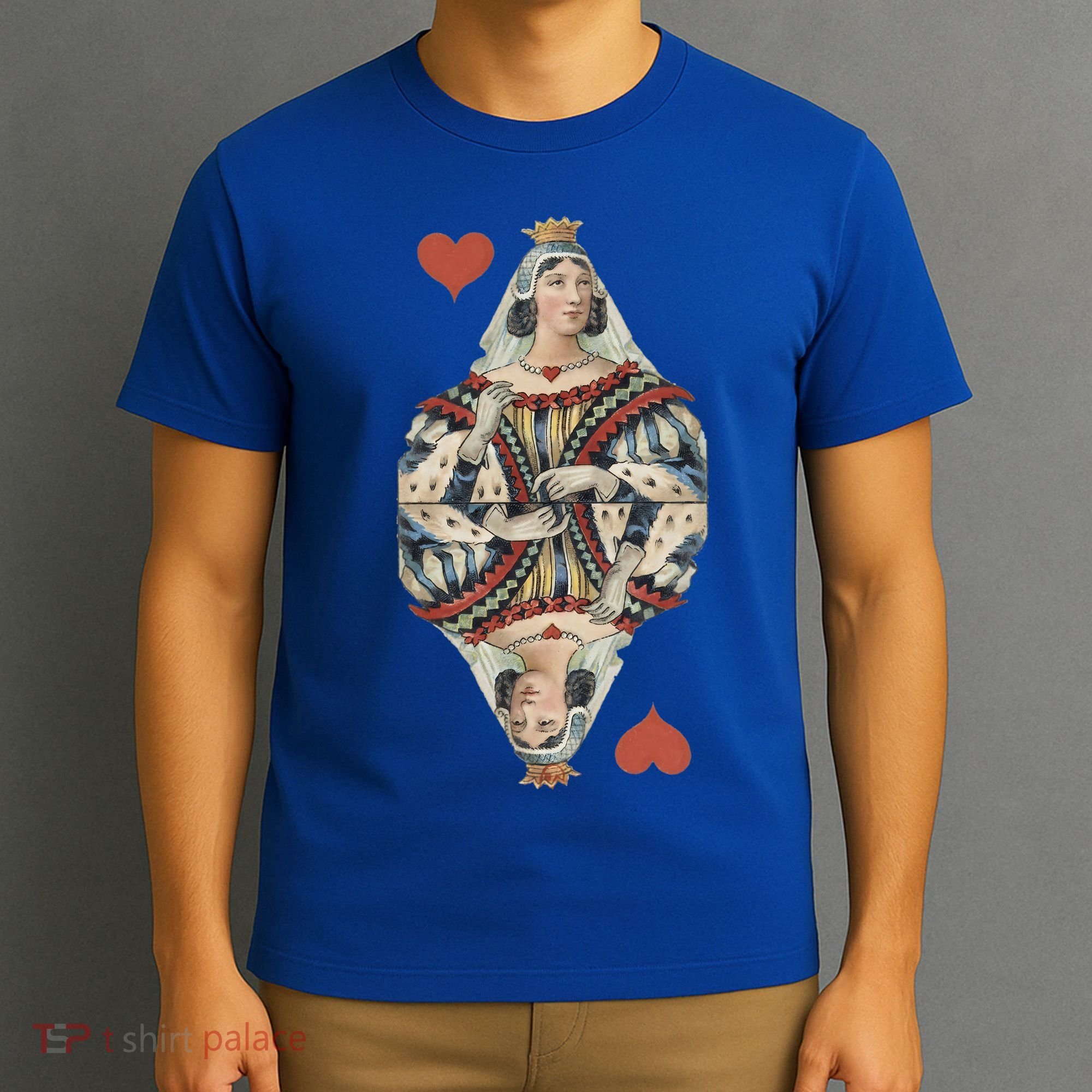 Queen Of Hearts French Art Nouveau Deco Painted Playing Card Gift T-Shirt