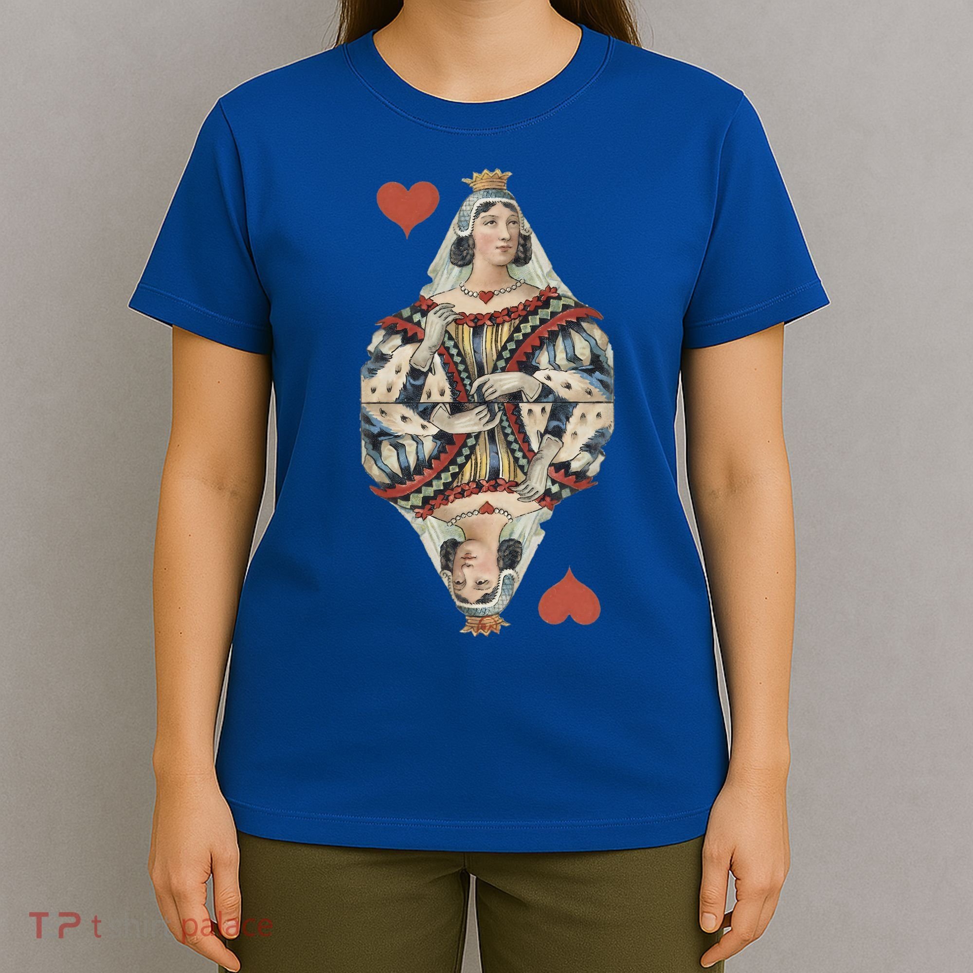 Queen Of Hearts French Art Nouveau Deco Painted Playing Card Gift T-Shirt