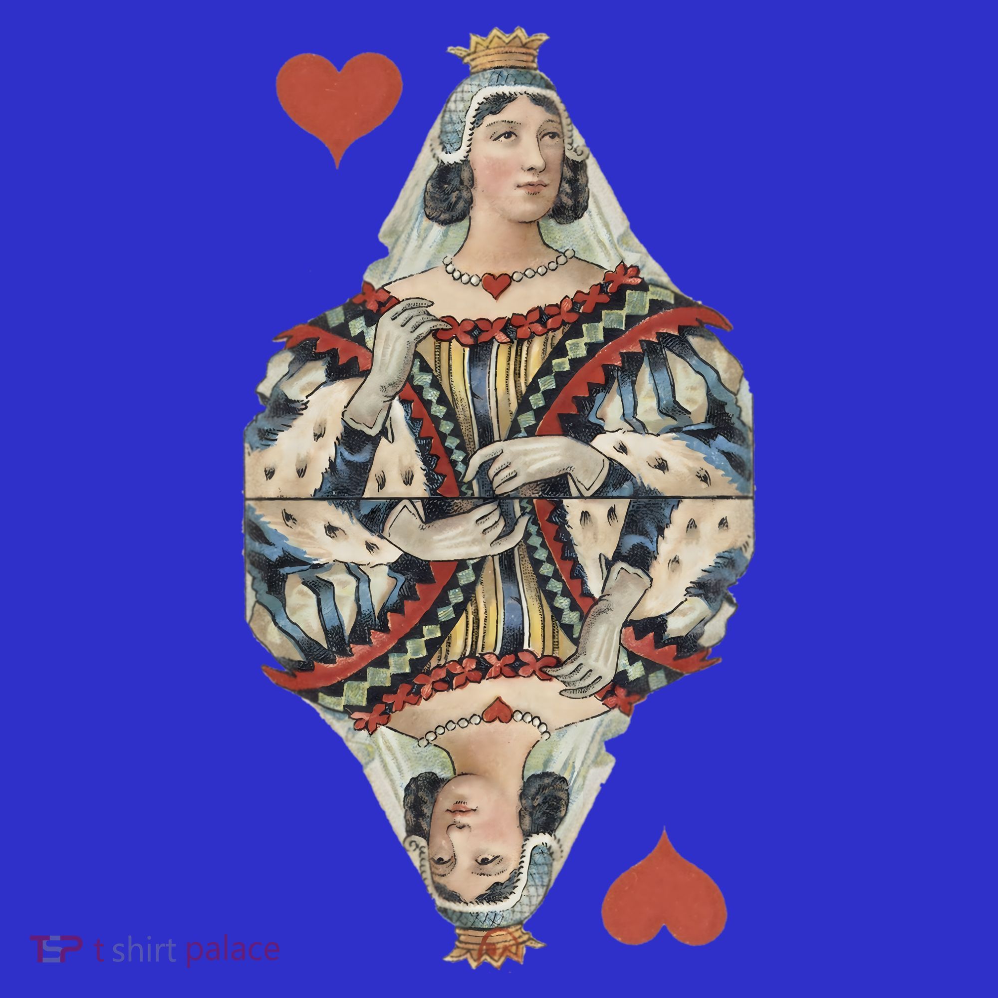 Queen Of Hearts French Art Nouveau Deco Painted Playing Card Gift T-Shirt