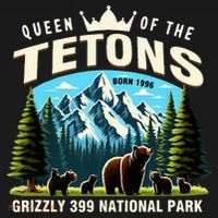 Queen Of The Tetons Grizzly 399 National Park Bear Lover Women's Hoodie thumb 2