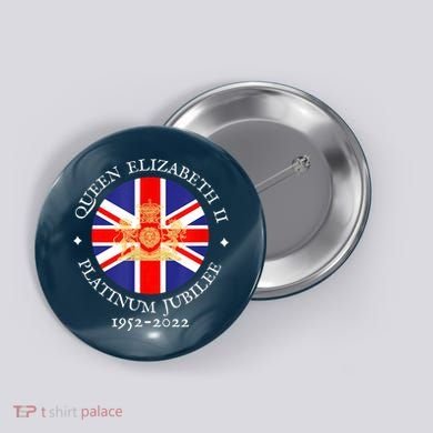 QUEEN'S PLATINUM JUBILEE, ROYAL CREST, UK GB UNION JACK FLAG Button