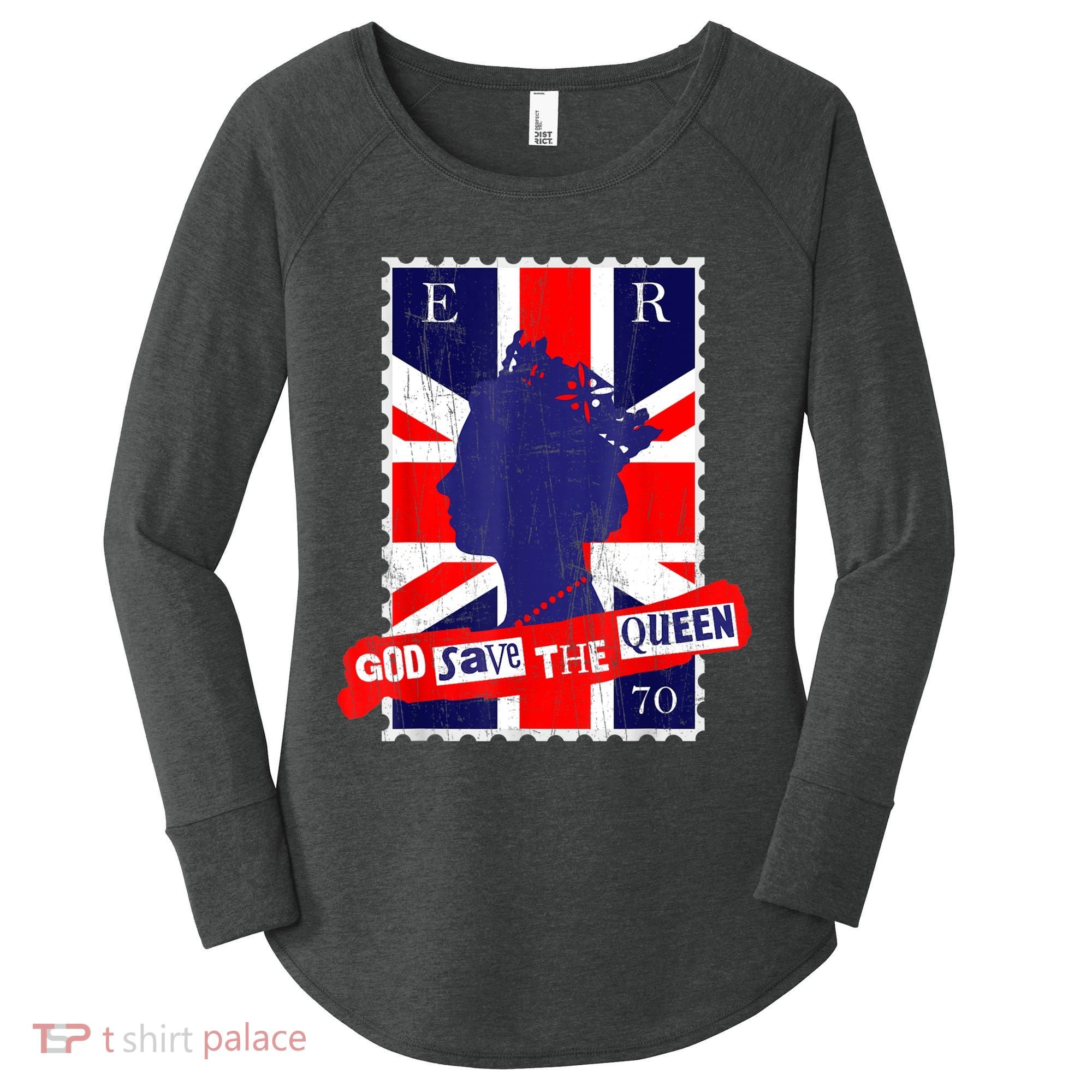 QUEEN'S PLATINUM JUBILEE GOD SAVE THE QUEEN Women's Perfect Tri Tunic Long Sleeve Shirt
