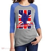 QUEEN'S PLATINUM JUBILEE GOD SAVE THE QUEEN Women's Tri-Blend 3/4-Sleeve Raglan Shirt thumb 2