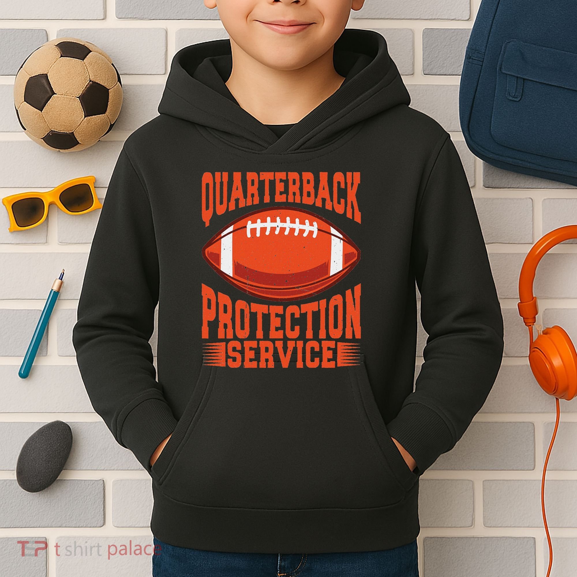 Quarterback Protection Service Kids Hoodie
