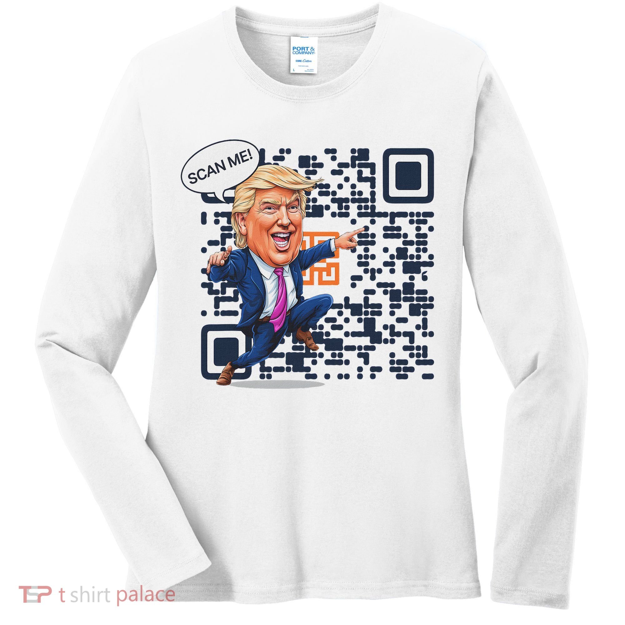 Qr President Trump Dance Code Women's Long Sleeve Shirt